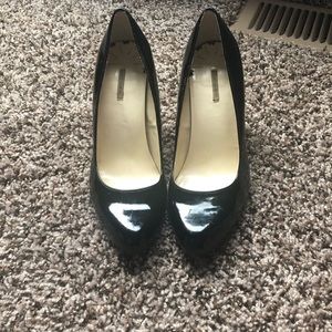 Patent, black pumps.